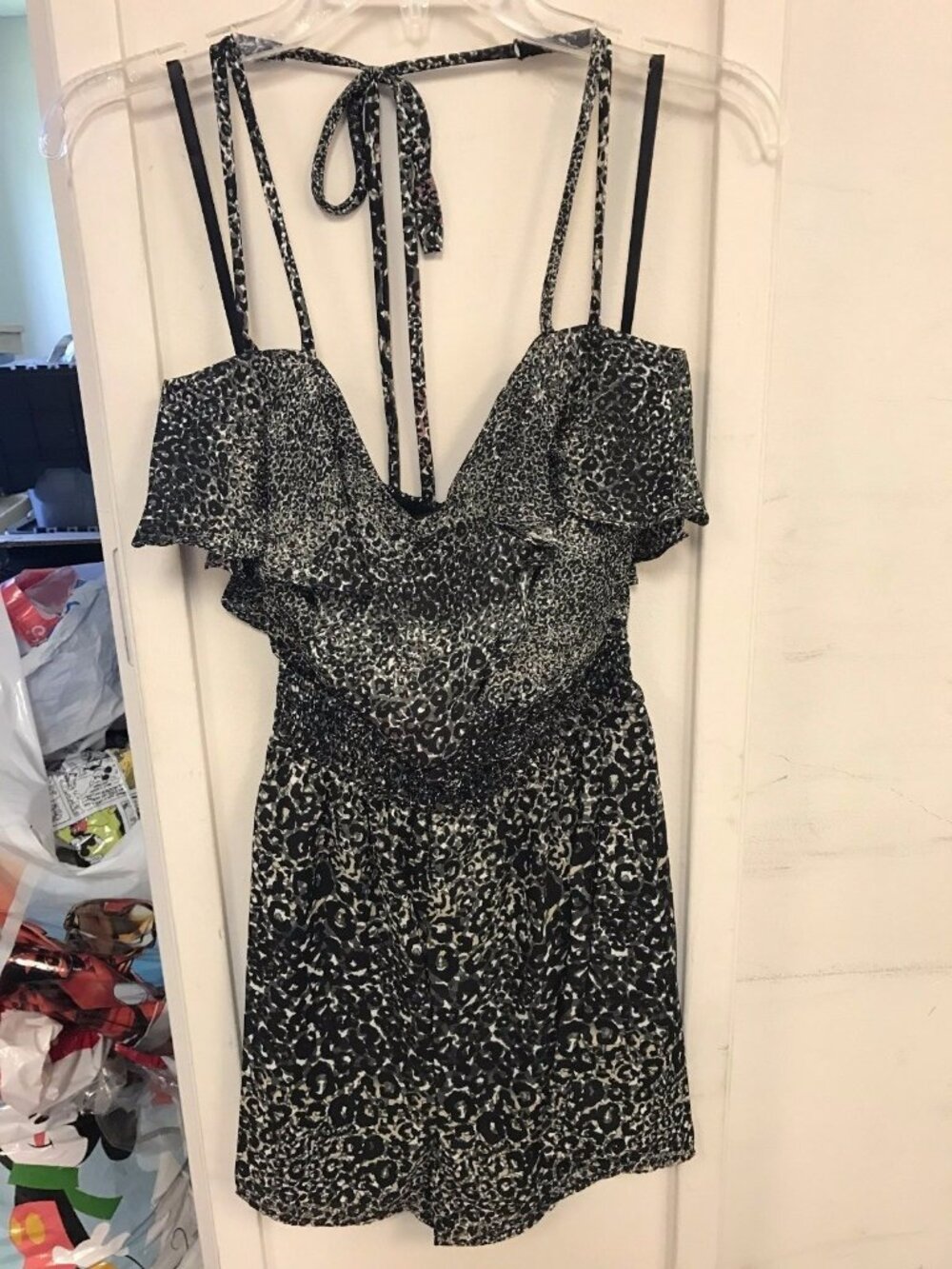 BCBG Generation Dark Grey Moss Spaghetti Strap Jumpsuit Romper NWT